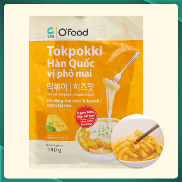 Bánh gạo topokki O'food vị phô mai gói 140g